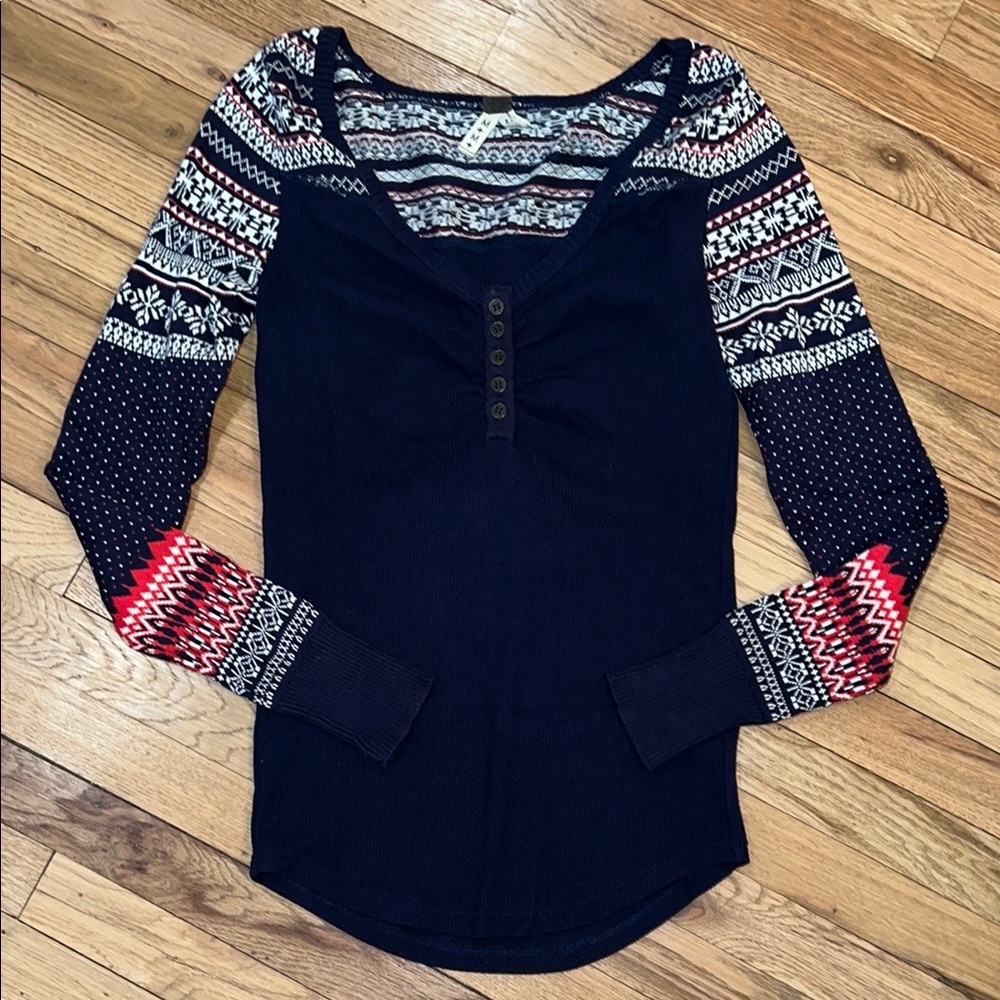 We the Free by Free People Vintage Thermal Long Sleeve Size Medium